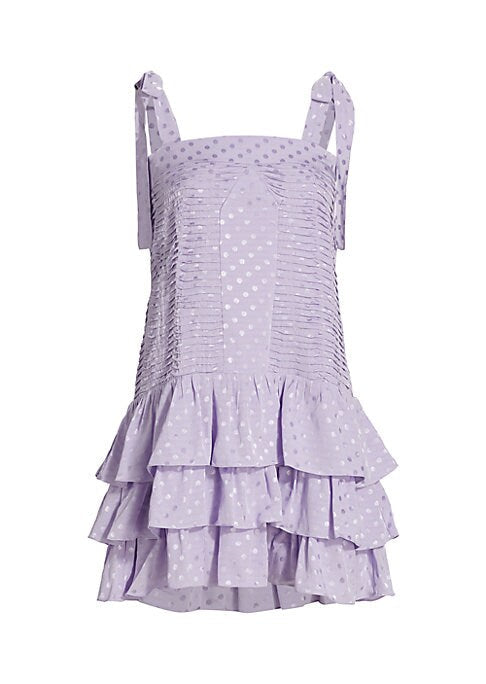 Dotted Pleat Mini Dress
