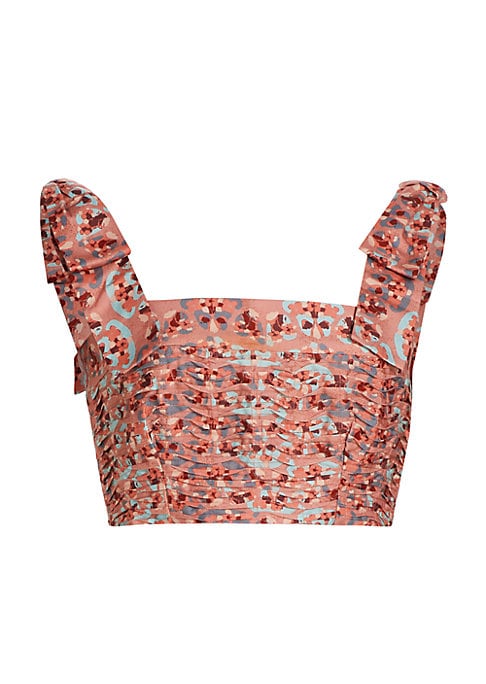 Geometric Pleated Crop Top