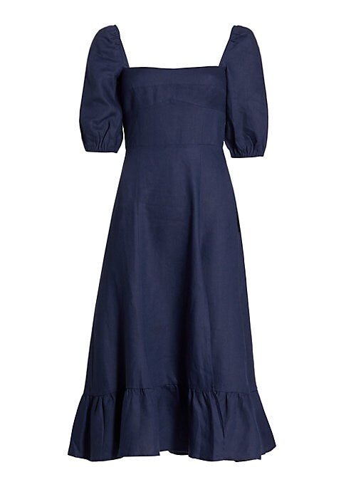 Chic Puff Sleeve Midi Dress