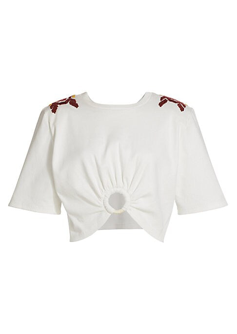 Embroidered O-Ring Crop Top