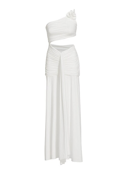 Asymmetric Ruched Maxi Dress