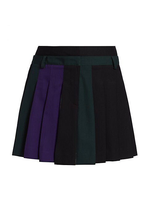 Pleated Wool Mini Skirt