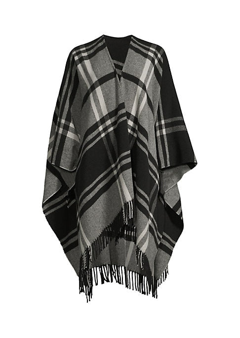 Plaid Tassel Wool Cape