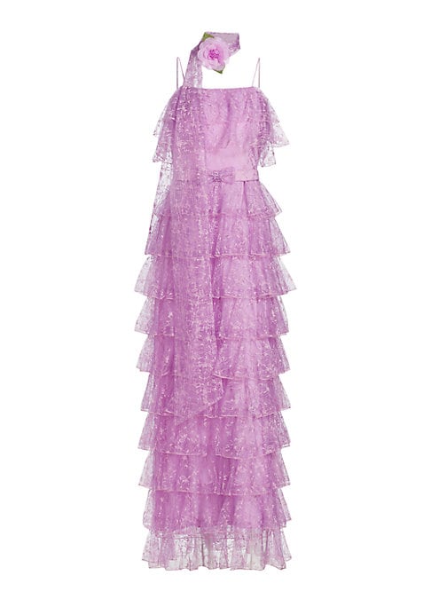 Ruffled Tulle Midi Dress