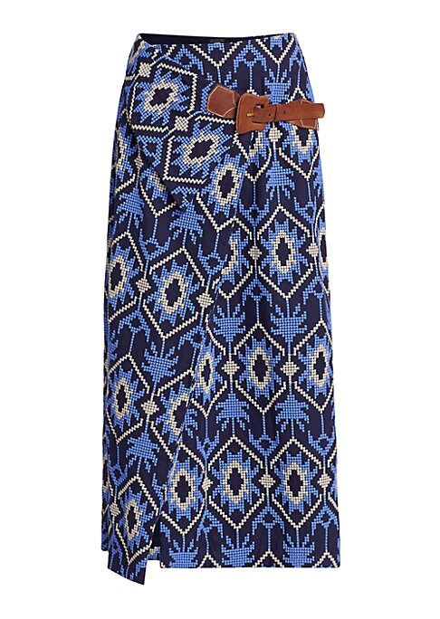 Geometric Wrap Midi Skirt