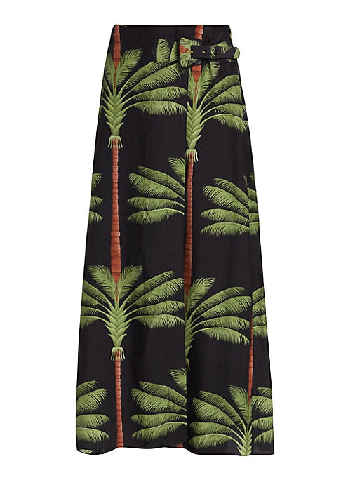 Tropical Wrap Midi Skirt