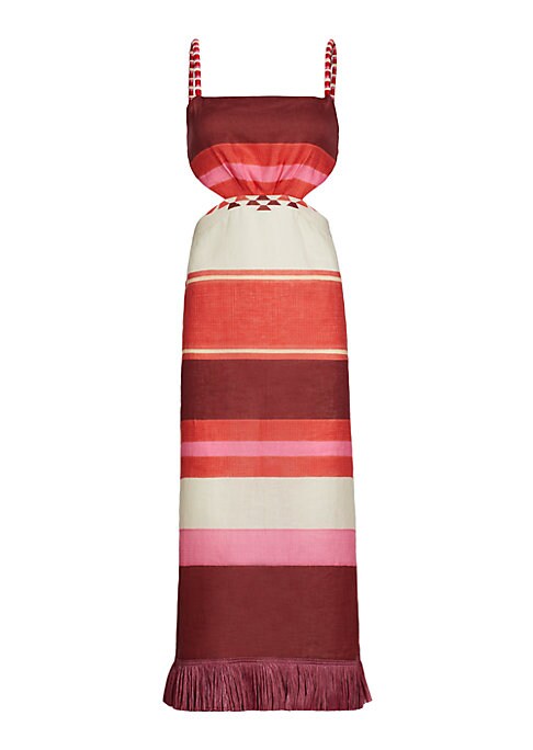 Embroidered Linen Midi Dress