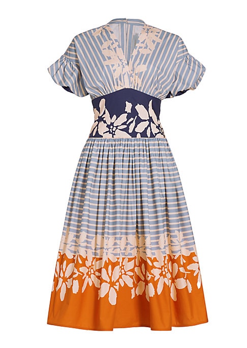 Floral Stripe Puff Dress