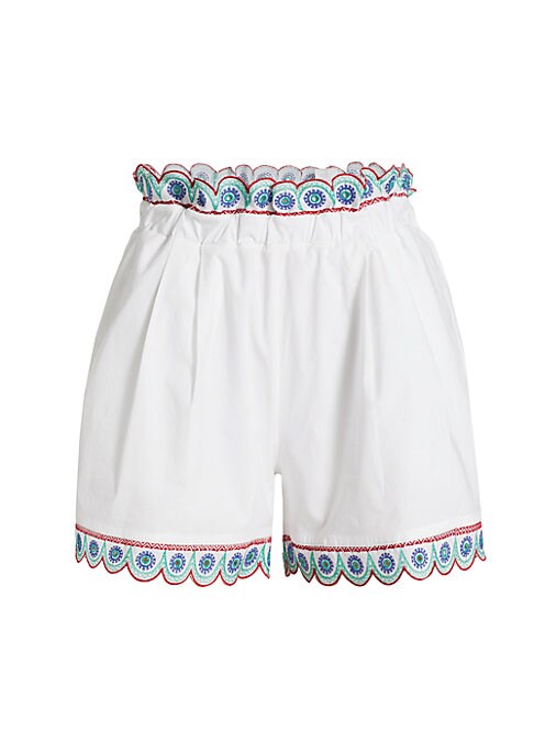 Embroidered Wide-Leg Shorts