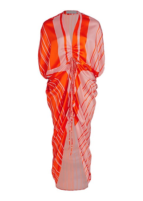 Silk Ruched Colorblock Dress