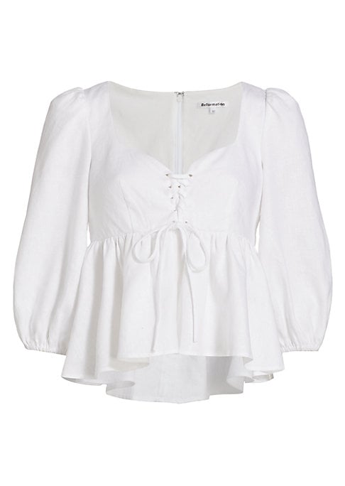 Lace-Up Linen Top