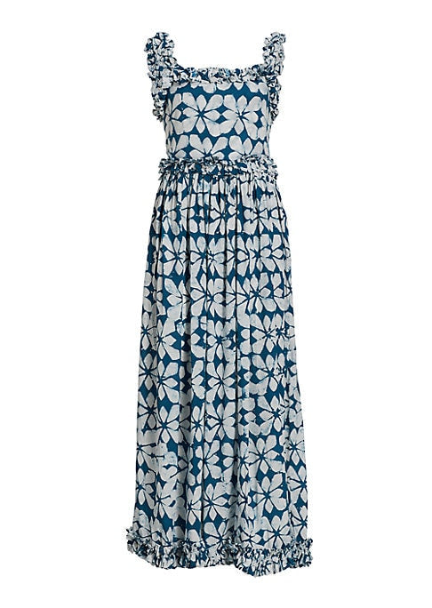 Geometric Ruffle Maxi Dress