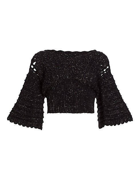 Metallic Crochet V-Sweater