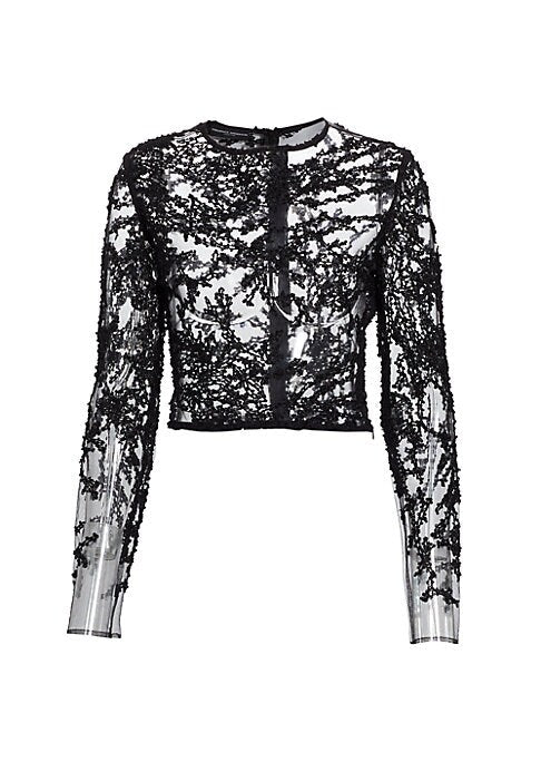 Embroidered Sheer Crop Top