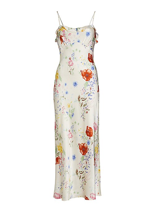 Floral Silk Ruffle Dress