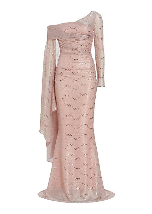 Dramatic Sequin Cape Gown