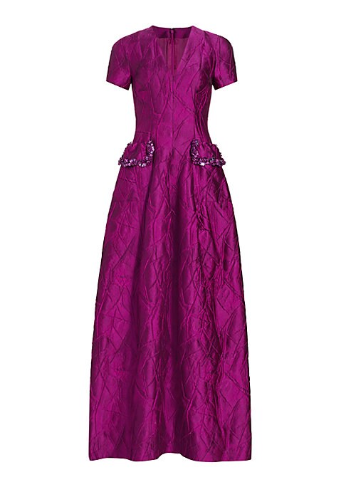 Textured A-Line Evening Dress