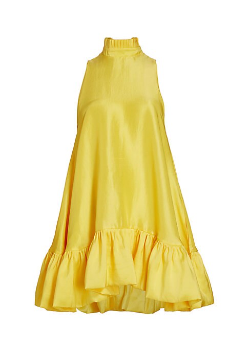 Silk Trapeze Ruffle Dress
