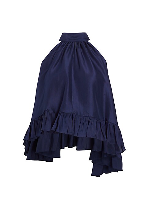 Ruffled Silk Halter Top