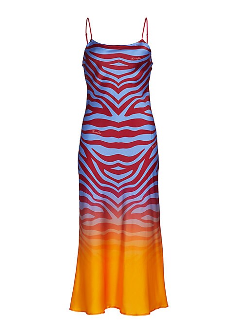 Zebra-Blend Silk Midi Dress