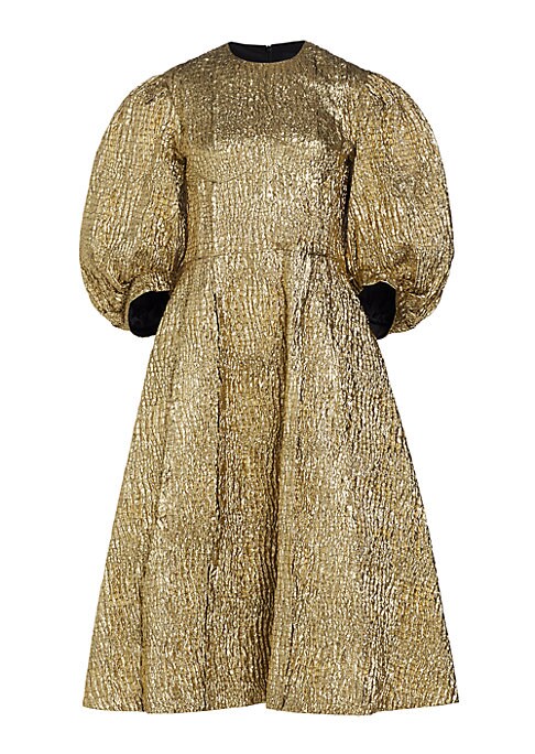 Metallic Puff Sleeve Dress