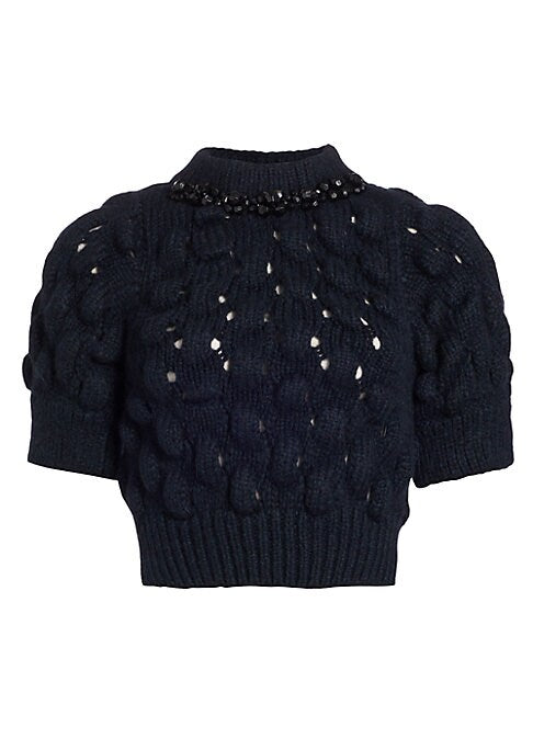 Beaded Knit Crop Sweater