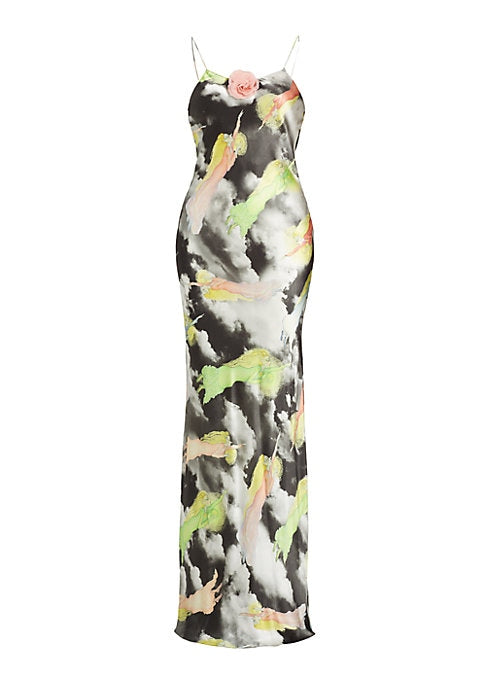 Floral Silk Bias Gown