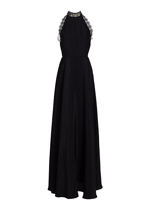 Lace-Trimmed Silk Gown