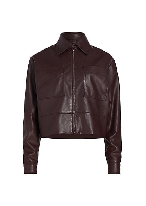 Cropped Faux Leather Jacket