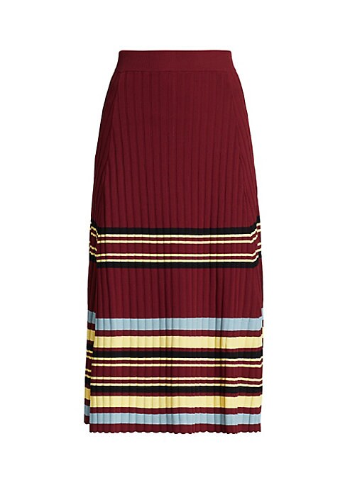 Textured Stripe Midi Skirt