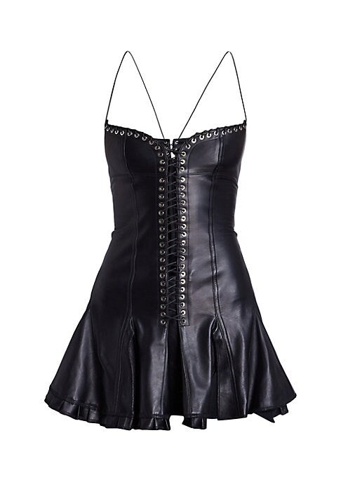 Lace-Up Leather Mini Dress