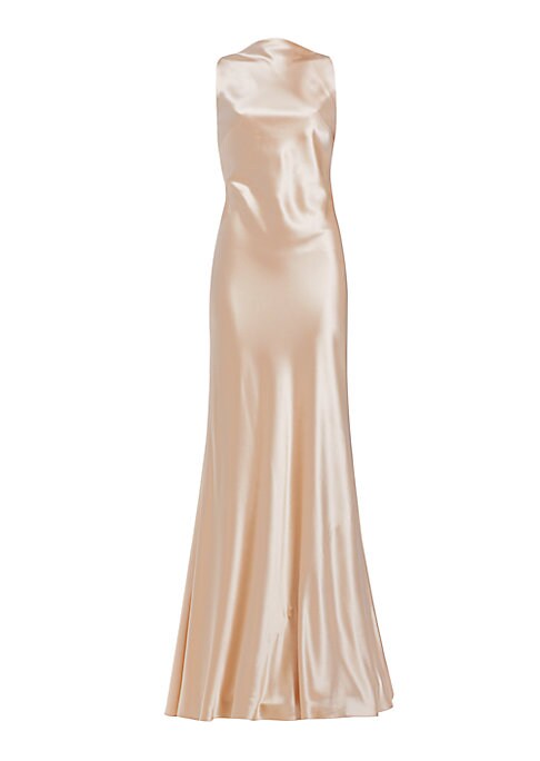 Silk Cowlneck Evening Gown