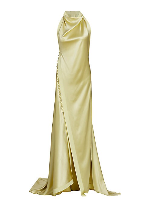 Draped Silk Halter Gown