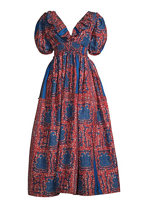Paisley Puff Maxi Dress