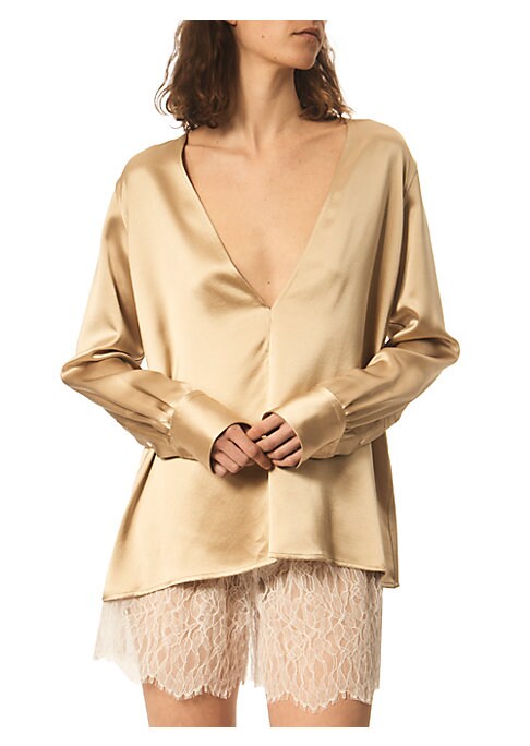 Silk Satin V-Neck Top