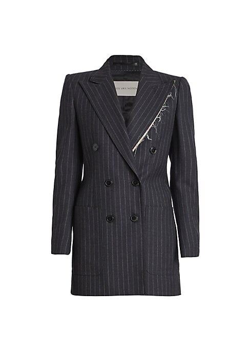 Chic Pinstripe Wool Blazer