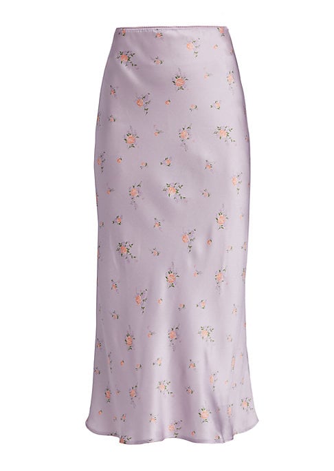 Floral Silk Midi Skirt