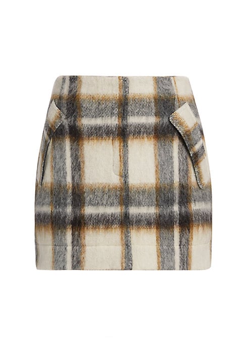 Plaid Fuzzy A-Line Skirt