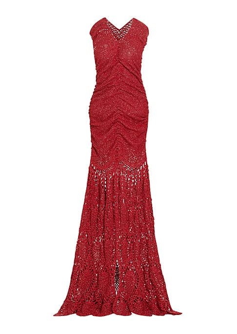 Elegant Crochet Slit Gown