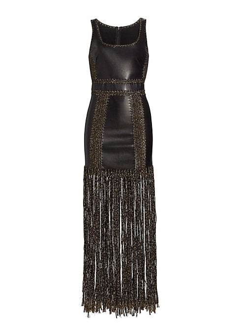 Fringe Leather Bodycon Dress