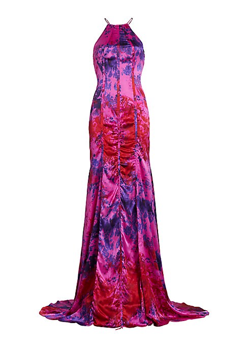 Vivid Silk Halter Dress