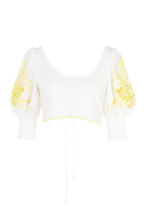 Embroidered Scallop Blouse