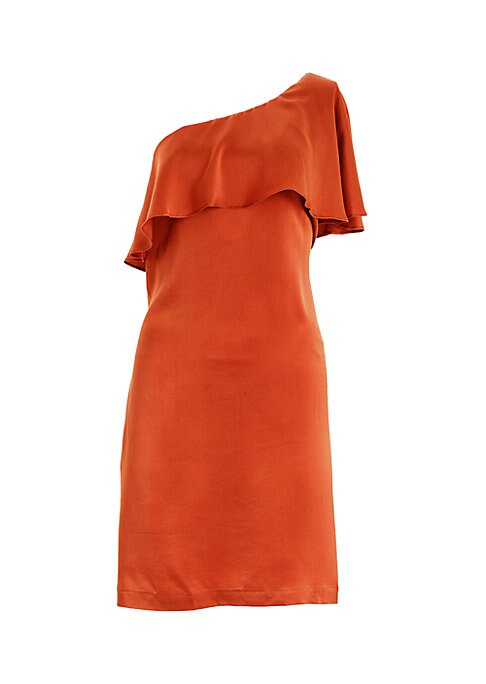 Silk Flounce One-Shoulder Dress