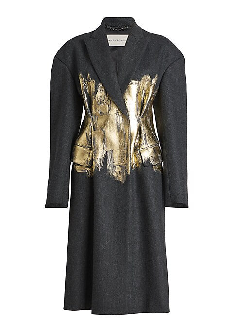Metallic Oversized Wool Coat