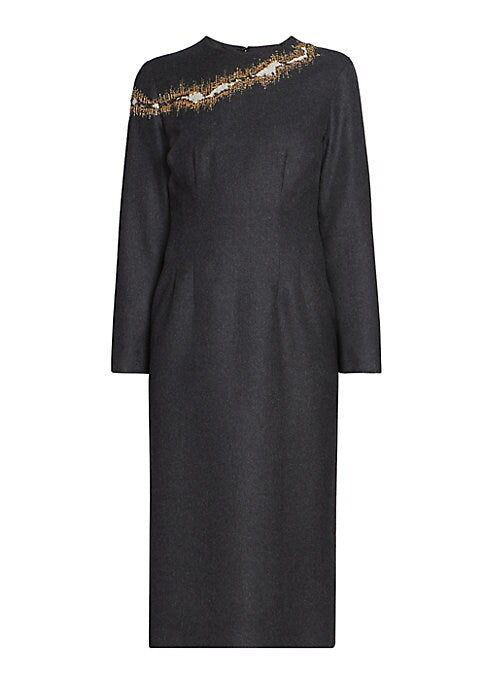 Embroidered Vintage Wool Dress