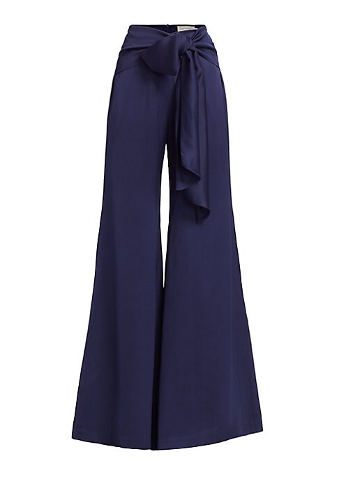 Lustrous Flare Satin Trousers