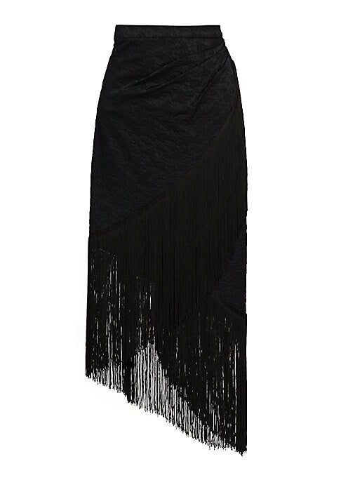 Fringe Wrap Midi Skirt