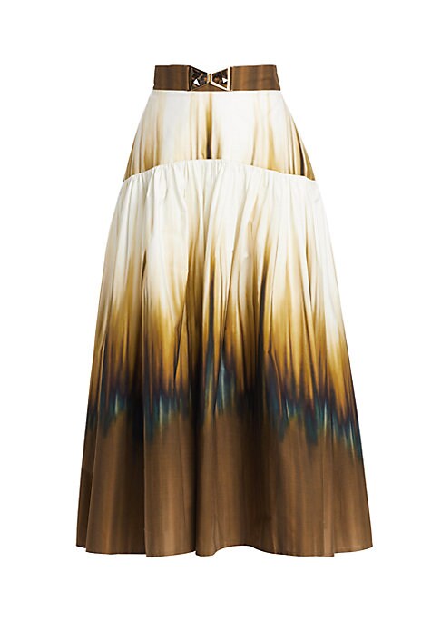 Abstract Cotton Midi Skirt