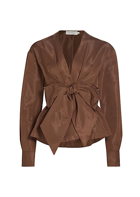 Bow-Embellished Taffeta Top