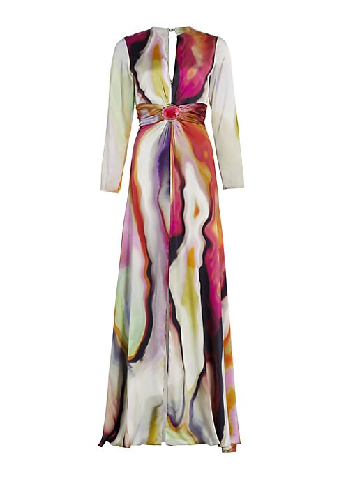 Vibrant Gem-Belt Maxi Dress